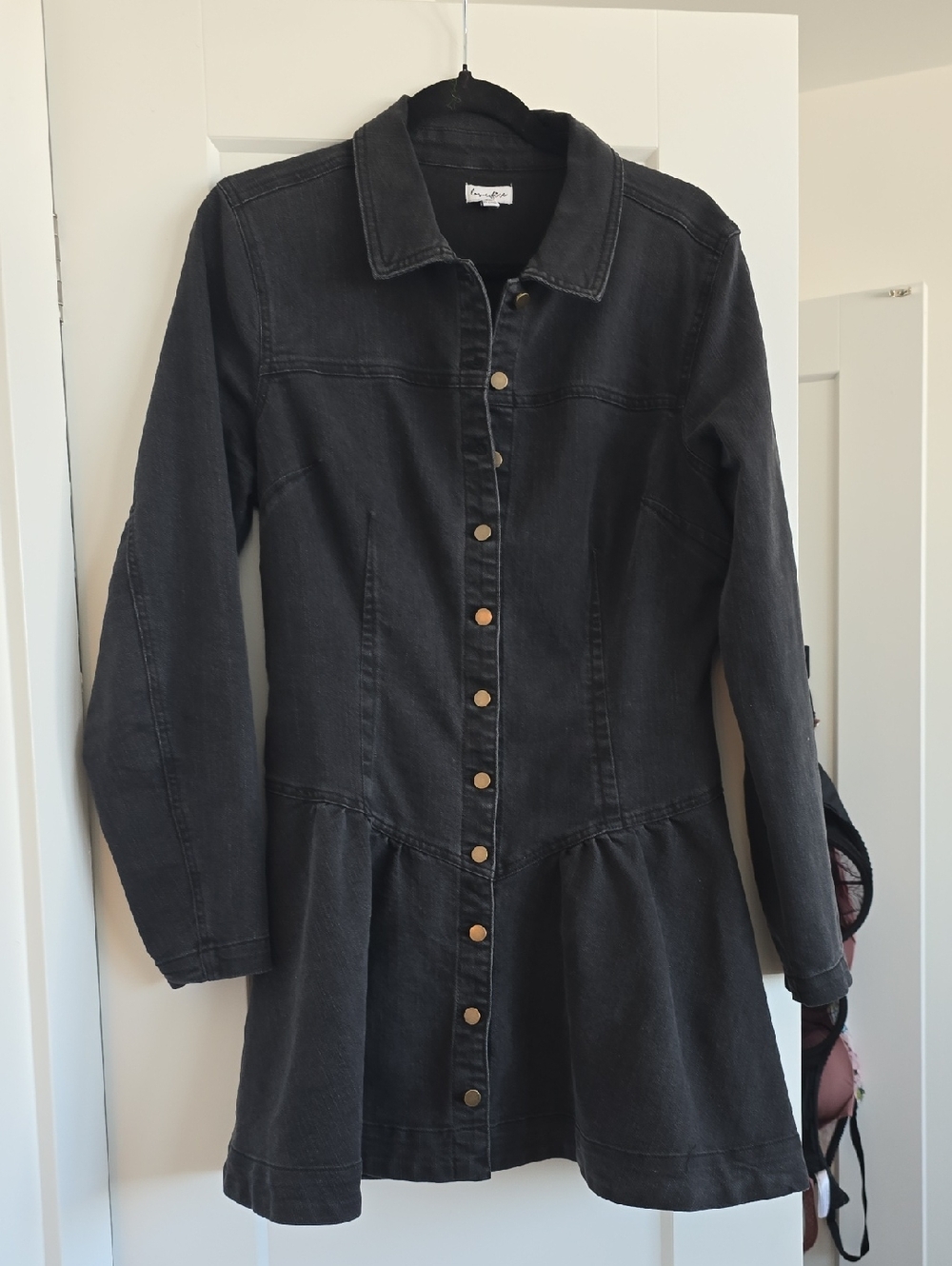 Extremely Flattering Black Denim Button-Front Women's Dress